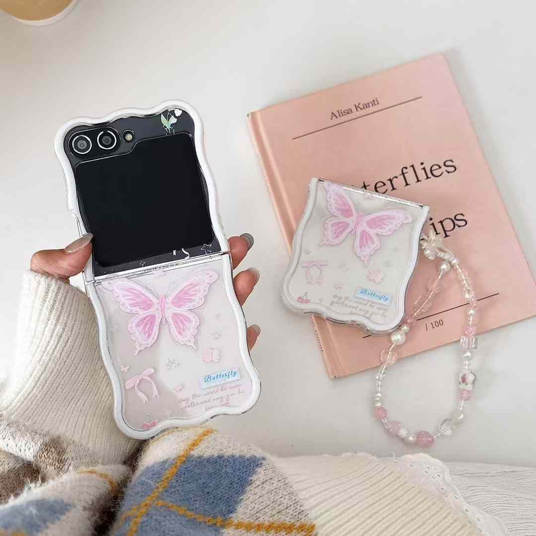 Samsung Galaxy Z Flip 6 Cute Pink Butterfly Bow Print Case Cover
