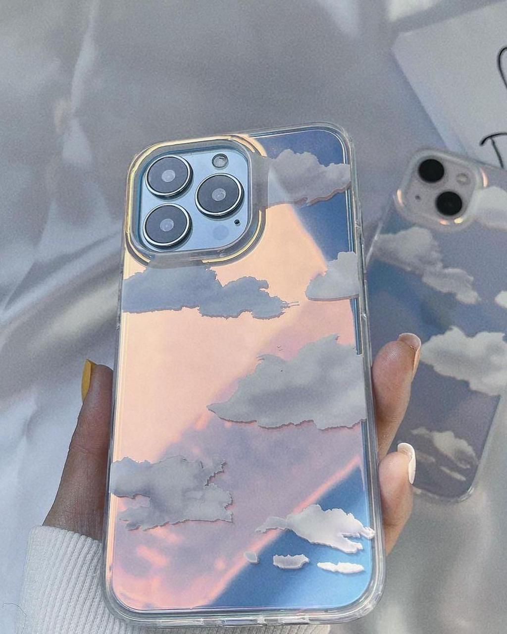 iPhone Holographic Cloud Pattern Case Cover –