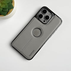 iPhone 16 Series Middle Stitch PU Leather Side Chrome Case Cover