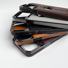 iPhone Middle Stitch PU Leather Side Chrome Case Cover