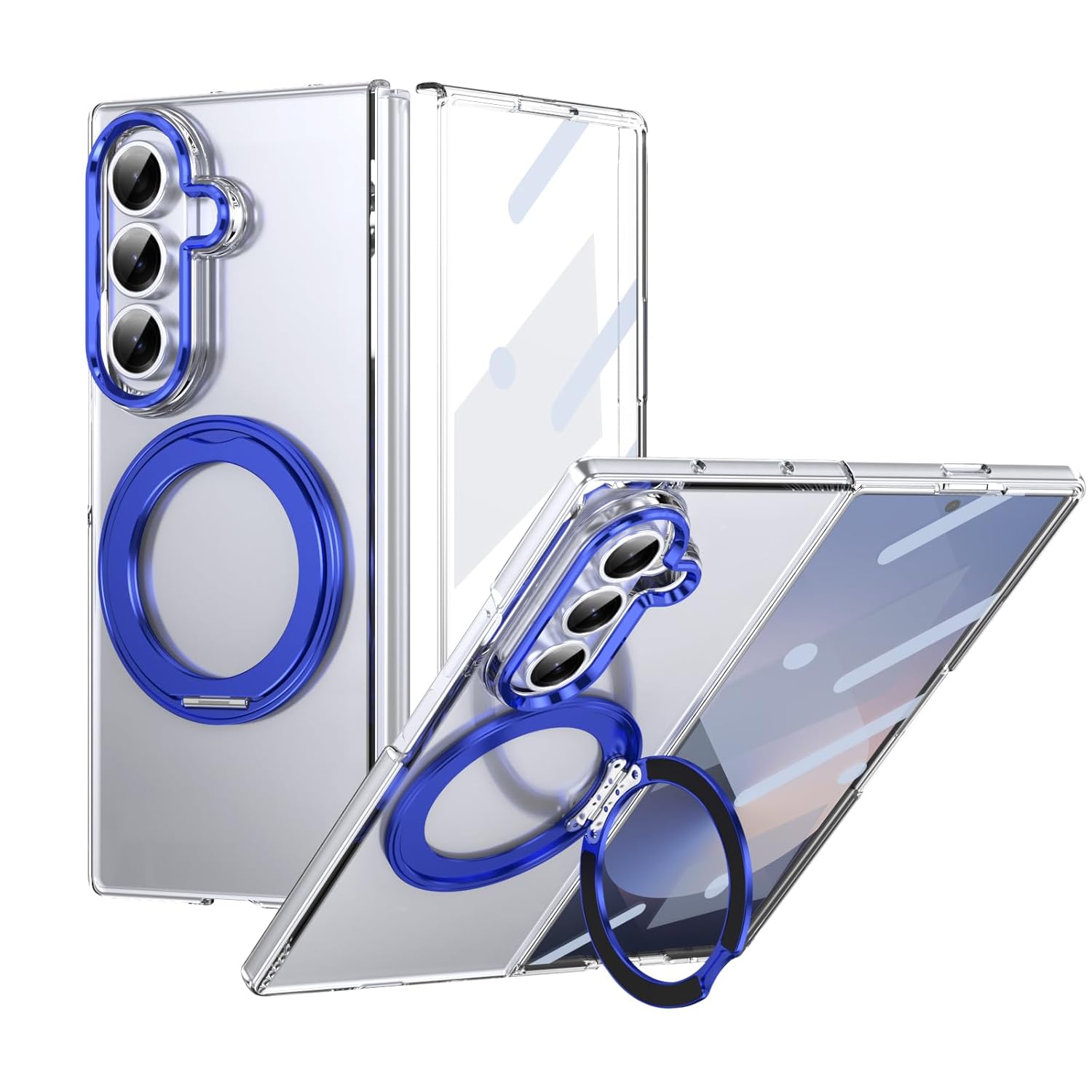 Transparent 360°Rotating Magnetic Holder Case Cover for Samsung Galaxy Z Fold 8 Ultra