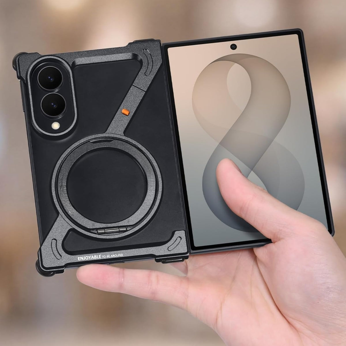 Metal Armor Case for Samsung Galaxy Z Fold 8 | 360° Rotating Ring Stand Cover