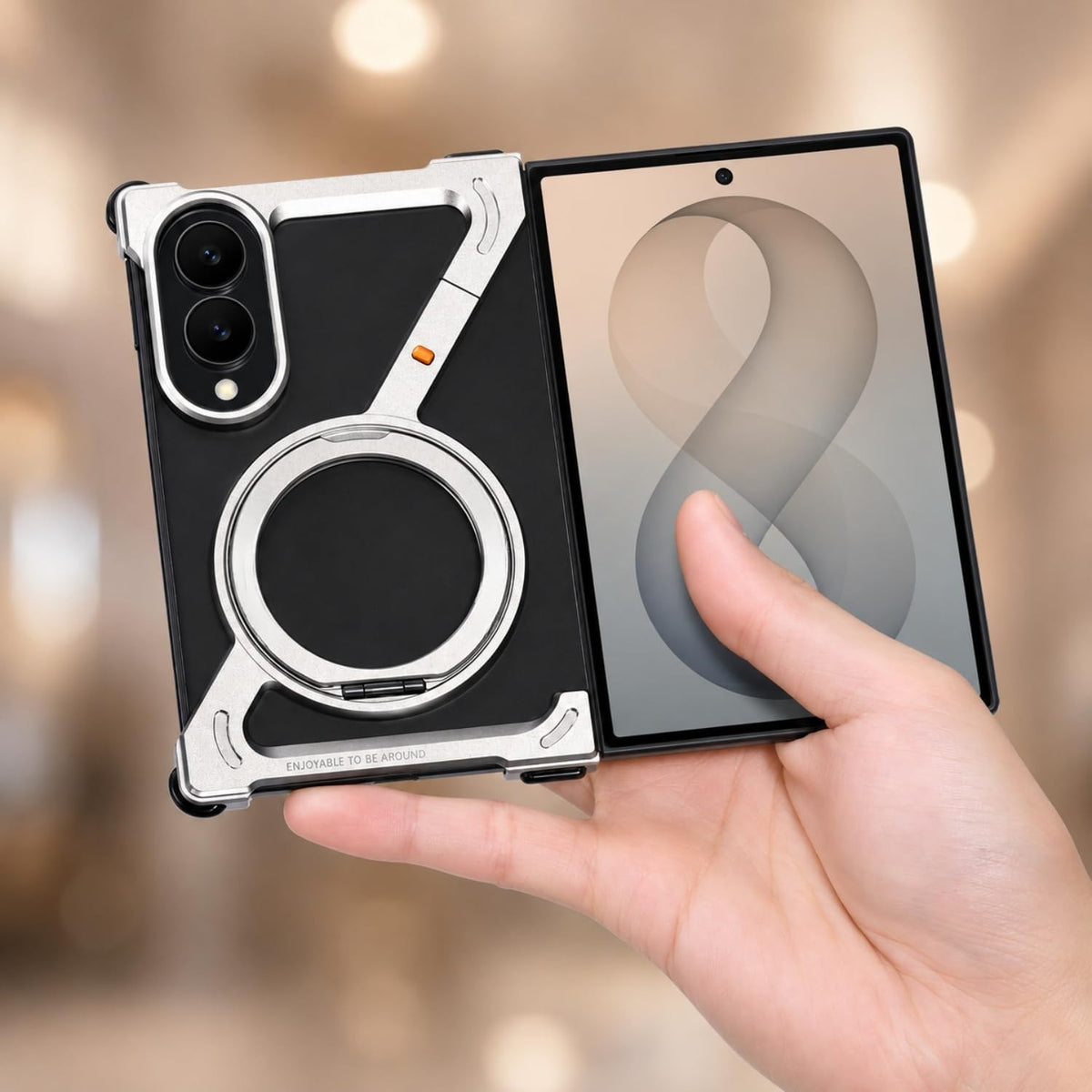 Metal Armor Case for Samsung Galaxy Z Fold 8 | 360° Rotating Ring Stand Cover