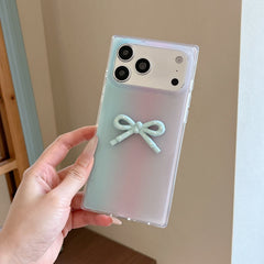 Cute 3D Ribbon Bow Frosted Gradient Case for iPhone