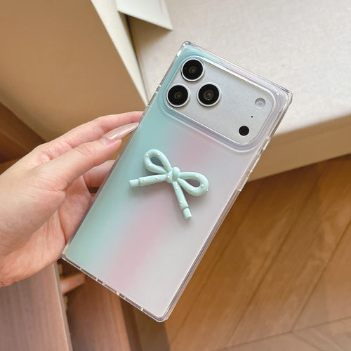 Cute 3D Ribbon Bow Frosted Gradient Case for iPhone