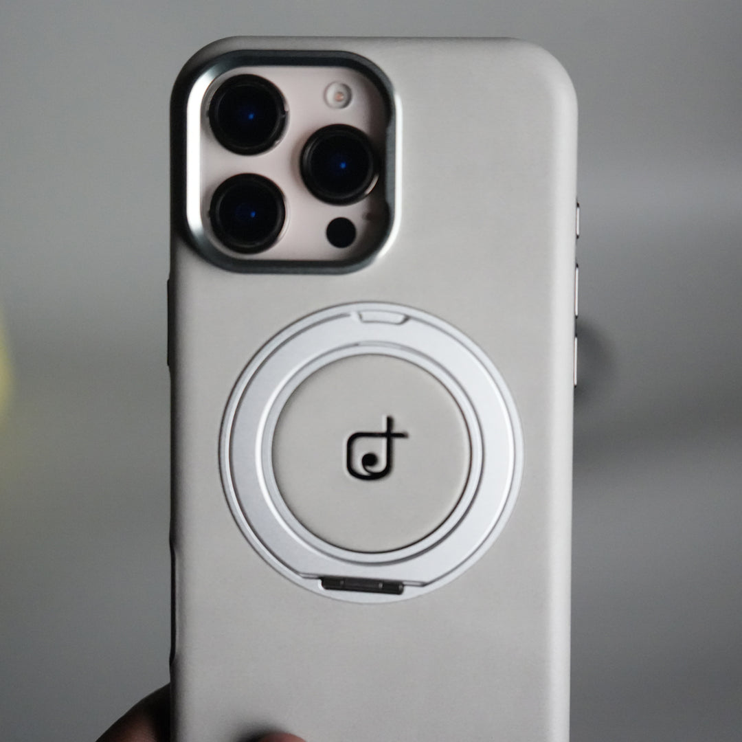 iPhone 16 Series Luxury Leather Magnetic Ring Case | Metal Camera Frame and Kickstand Cover