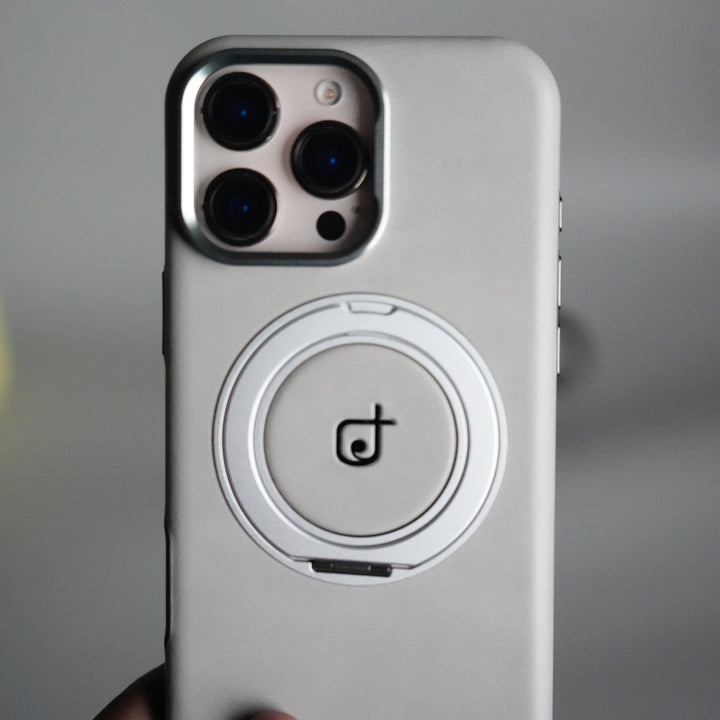 iPhone 16 Series Luxury Leather Magnetic Ring Case | Metal Camera Frame and Kickstand Cover