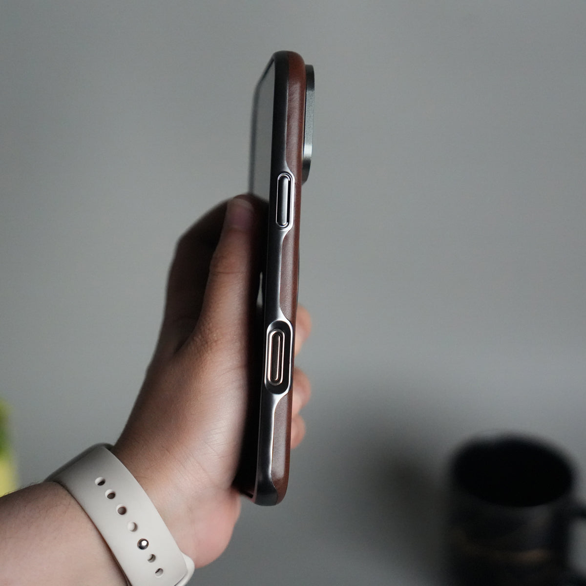 iPhone 15 Series Luxury Leather Magnetic Ring Case | Metal Camera Frame and Kickstand Cover