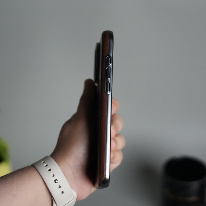 iPhone 16 Series Luxury Leather Magnetic Ring Case | Metal Camera Frame and Kickstand Cover