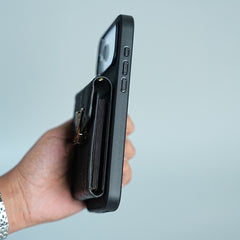 iPhone 17 Series Luxury Monogram Expandable Card Pocket Case with Detachable Strap