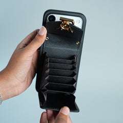 iPhone 17 Series Luxury Monogram Expandable Card Pocket Case with Detachable Strap