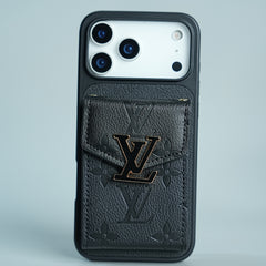 iPhone 17 Series Luxury Monogram Expandable Card Pocket Case with Detachable Strap