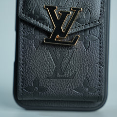 iPhone 17 Series Luxury Monogram Expandable Card Pocket Case with Detachable Strap