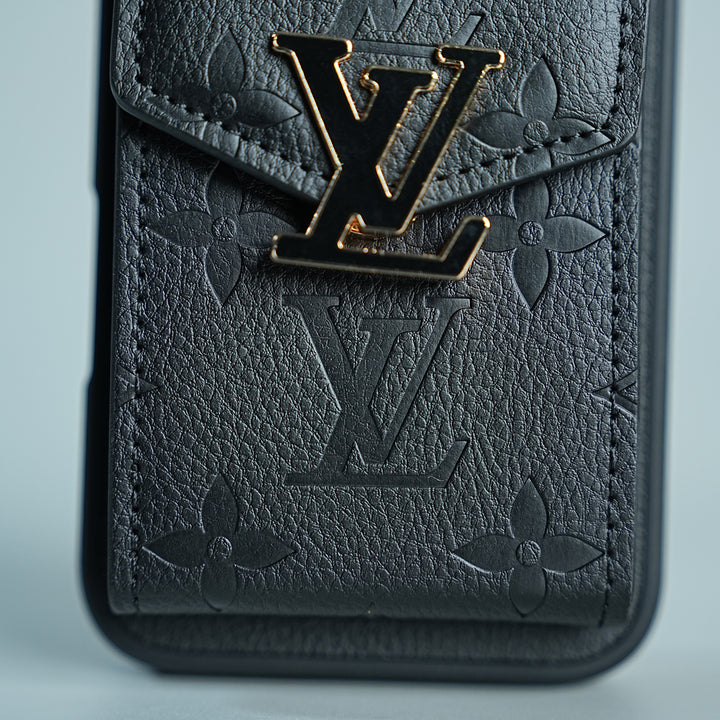 iPhone 17 Series Luxury Monogram Expandable Card Pocket Case with Detachable Strap