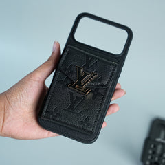iPhone 17 Series Luxury Monogram Expandable Card Pocket Case with Detachable Strap