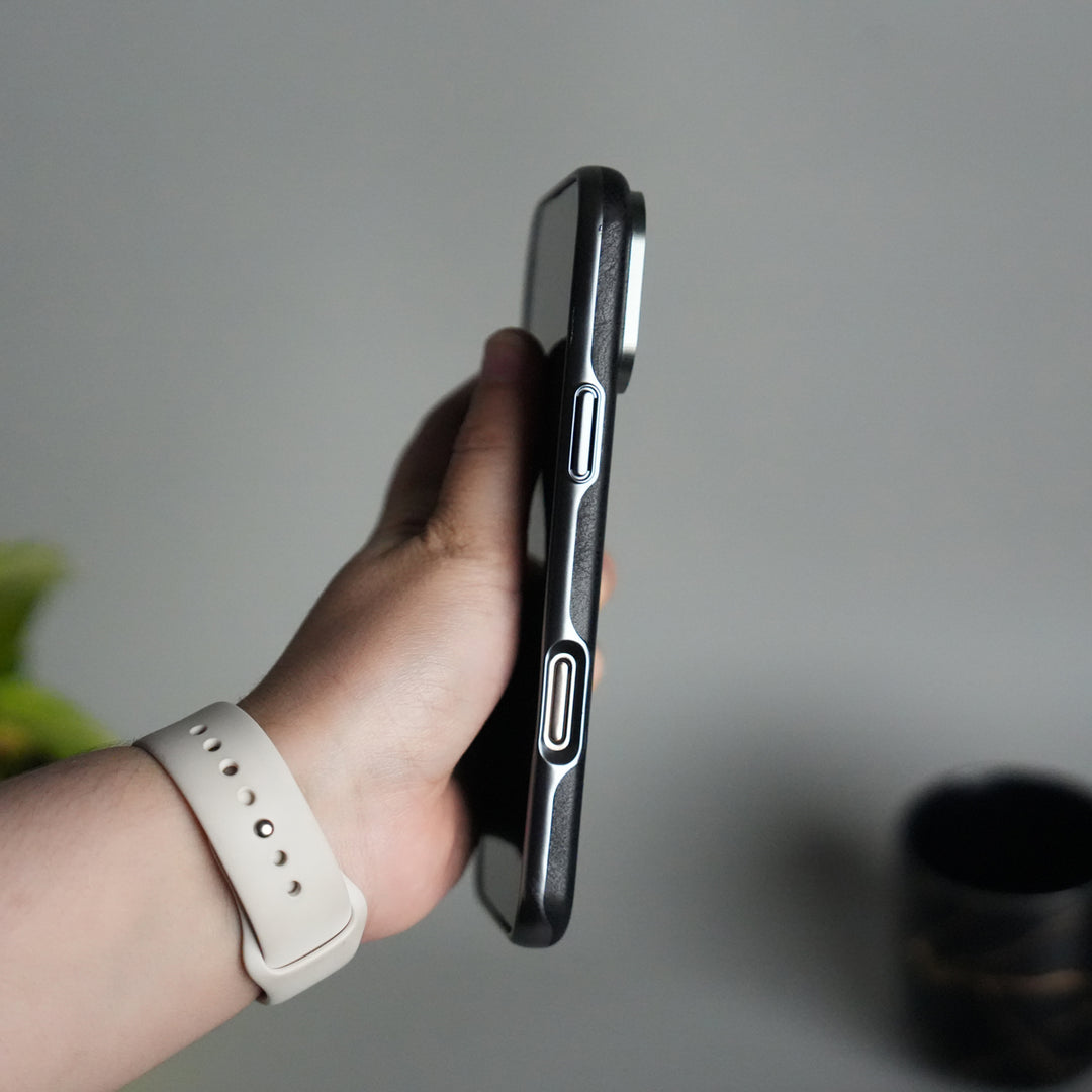 iPhone 16 Series Luxury Leather Magnetic Ring Case | Metal Camera Frame and Kickstand Cover