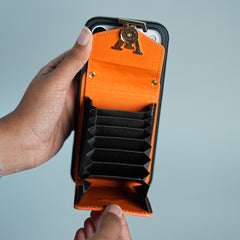 iPhone 17 Series Luxury Monogram Expandable Card Pocket Case with Detachable Strap