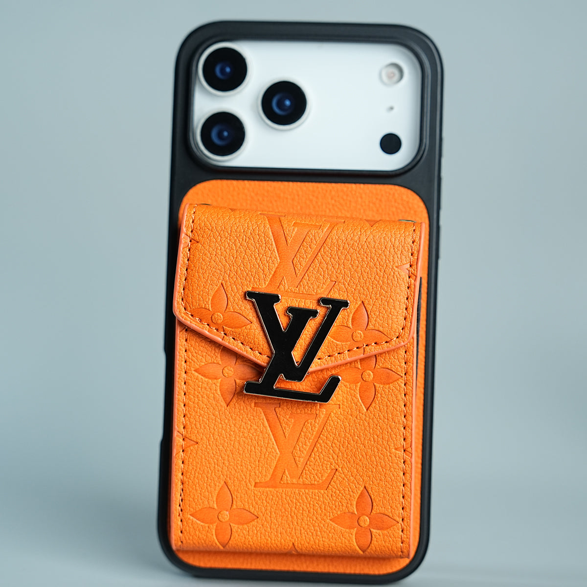 iPhone 17 Series Luxury Monogram Expandable Card Pocket Case with Detachable Strap