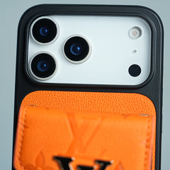 iPhone 17 Series Luxury Monogram Expandable Card Pocket Case with Detachable Strap