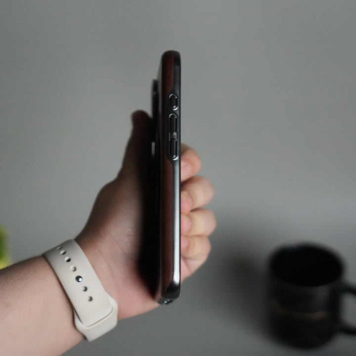 iPhone 16 Series Luxury Leather Magnetic Ring Case | Metal Camera Frame and Kickstand Cover