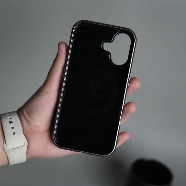 iPhone 16 Series Luxury Leather Magnetic Ring Case | Metal Camera Frame and Kickstand Cover