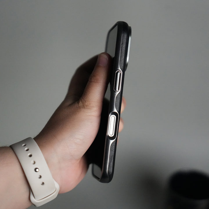 iPhone 16 Series Luxury Leather Magnetic Ring Case | Metal Camera Frame and Kickstand Cover