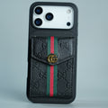 iPhone 17 Series Luxury Monogram Expandable Card Wallet Case with Detachable Strap