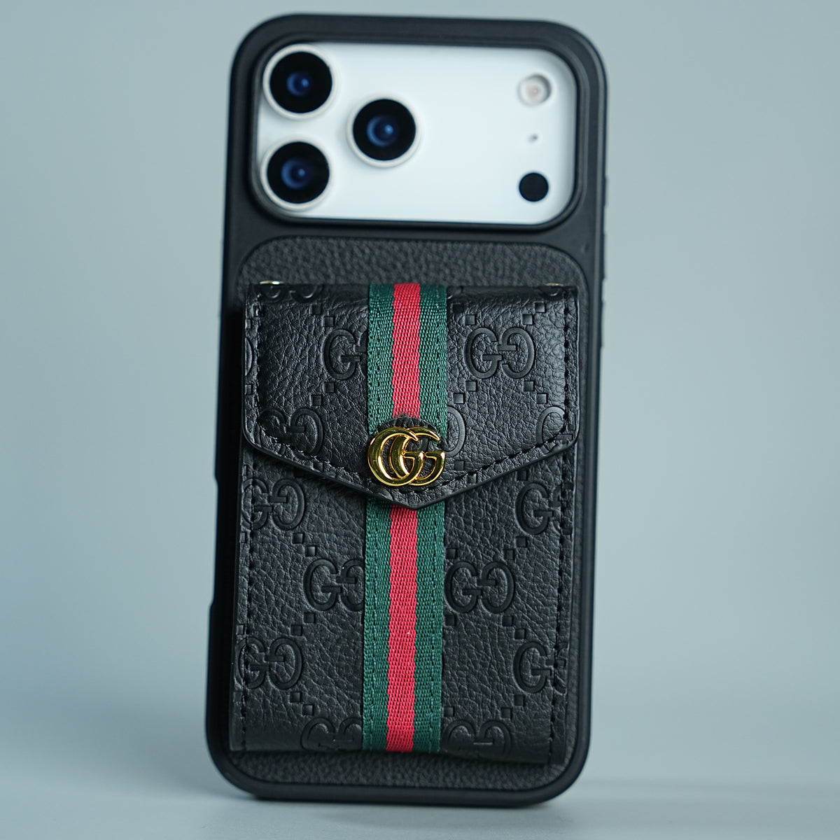 iPhone 17 Series Luxury Monogram Expandable Card Wallet Case with Detachable Strap