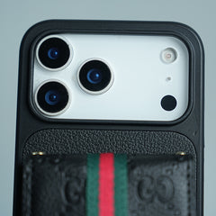 iPhone 17 Series Luxury Monogram Expandable Card Wallet Case with Detachable Strap