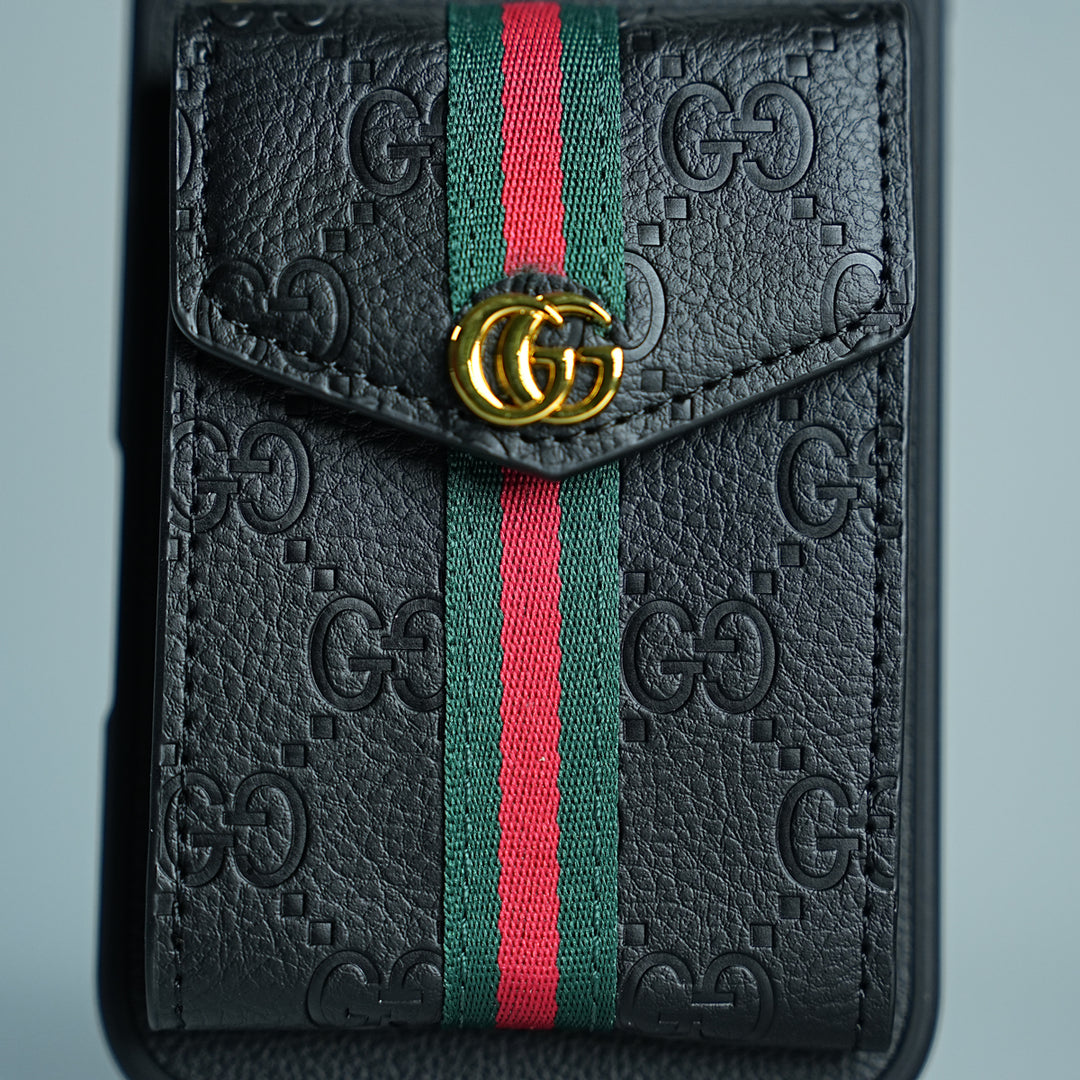 iPhone 17 Series Luxury Monogram Expandable Card Wallet Case with Detachable Strap