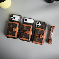 iPhone 17 Series Luxury Brand Cardholder Crossbody Sling Strap Case