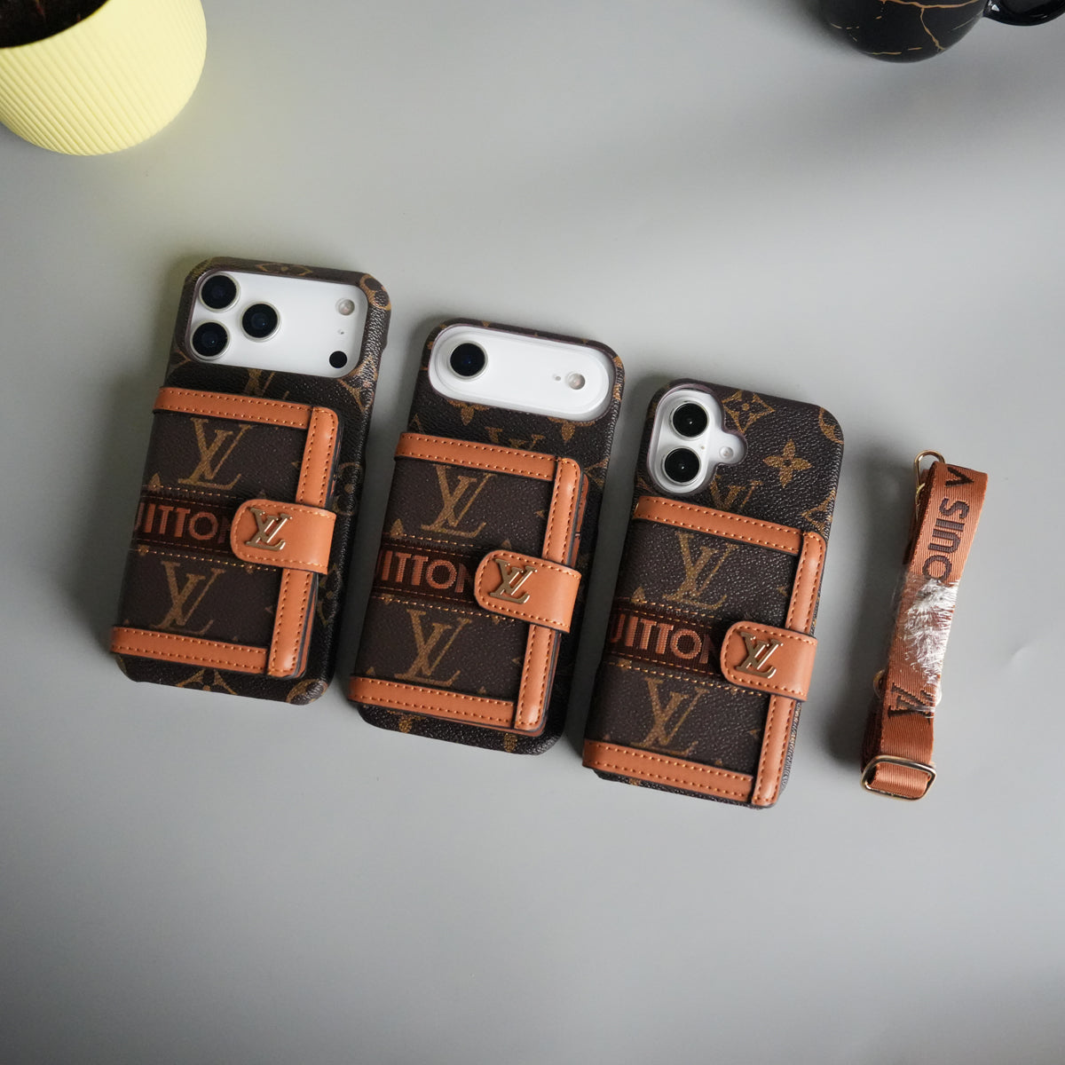 iPhone 17 Series Luxury Brand Cardholder Crossbody Sling Strap Case
