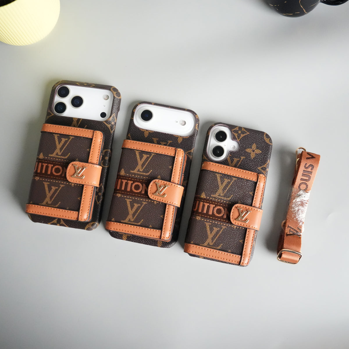 iPhone 17 Series Luxury Brand Cardholder Crossbody Sling Strap Case