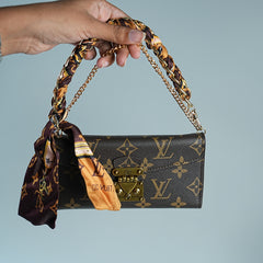 iPhone Series Luxury Monogram Lock Wallet Case with Scarf Chain Strap