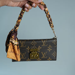 iPhone Series Luxury Monogram Lock Wallet Case with Scarf Chain Strap