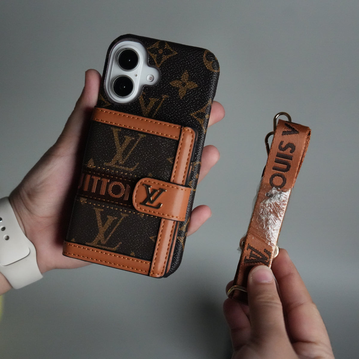 iPhone 17 Series Luxury Brand Cardholder Crossbody Sling Strap Case