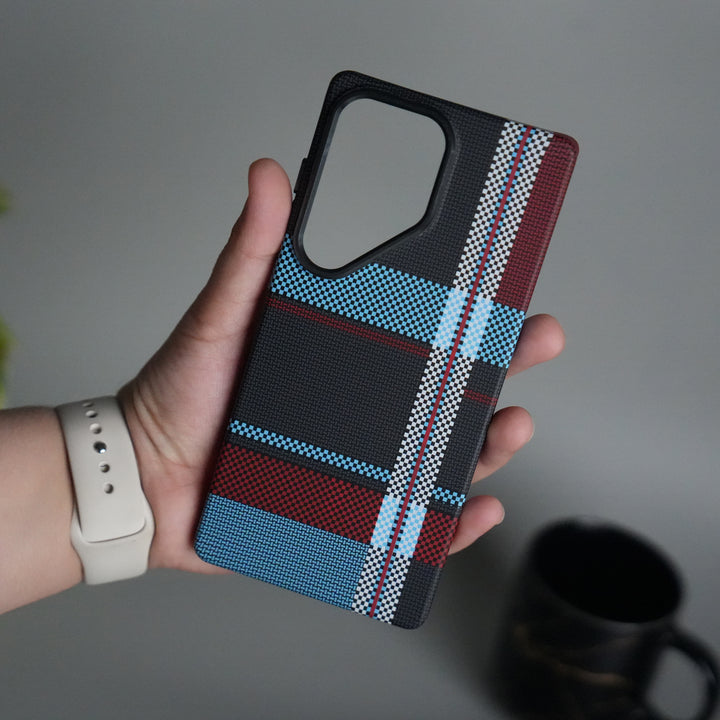 Galaxy S25 Ultra Series Carbon Fiber Texture Aramid Design Hard Pc MagSafe Cover | BlueWhiteLine