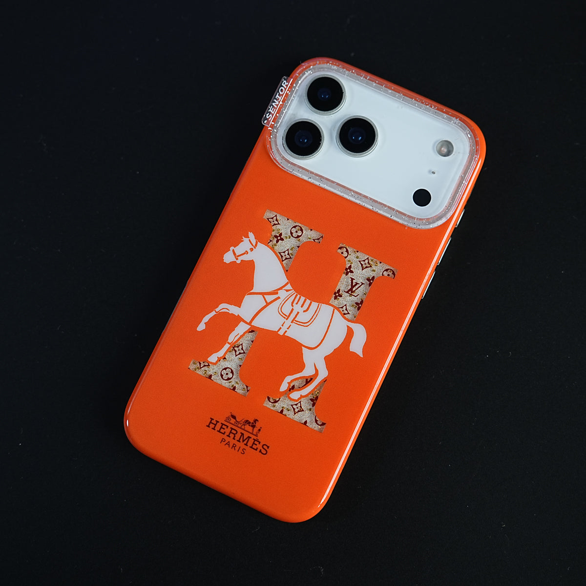 iPhone 17 Series Luxury H Style Horse Monogram Glitter Case