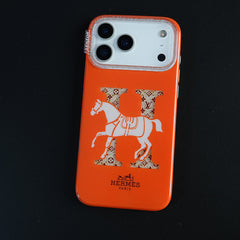 iPhone 17 Series Luxury H Style Horse Monogram Glitter Case