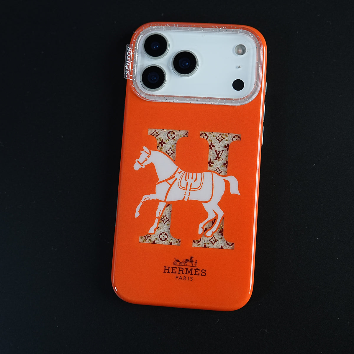 iPhone 17 Series Luxury H Style Horse Monogram Glitter Case