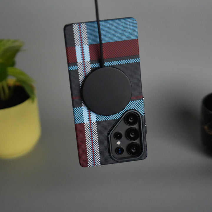 Galaxy S25 Ultra Series Carbon Fiber Texture Aramid Design Hard Pc MagSafe Cover | BlueWhiteLine