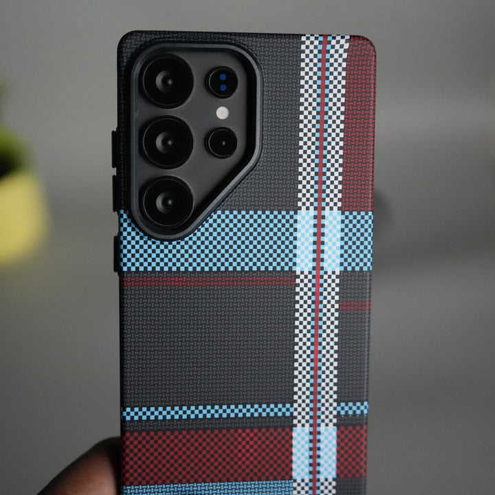 Galaxy S25 Ultra Series Carbon Fiber Texture Aramid Design Hard Pc MagSafe Cover | BlueWhiteLine