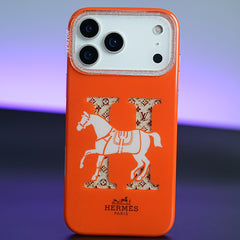 iPhone 17 Series Luxury H Style Horse Monogram Glitter Case