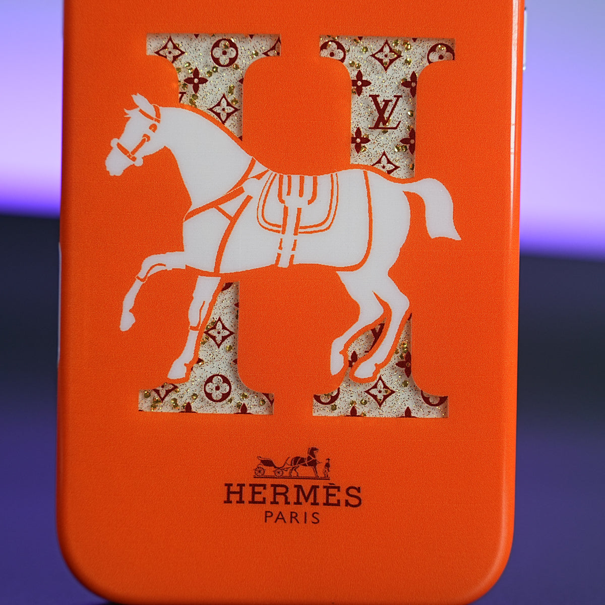 iPhone 17 Series Luxury H Style Horse Monogram Glitter Case