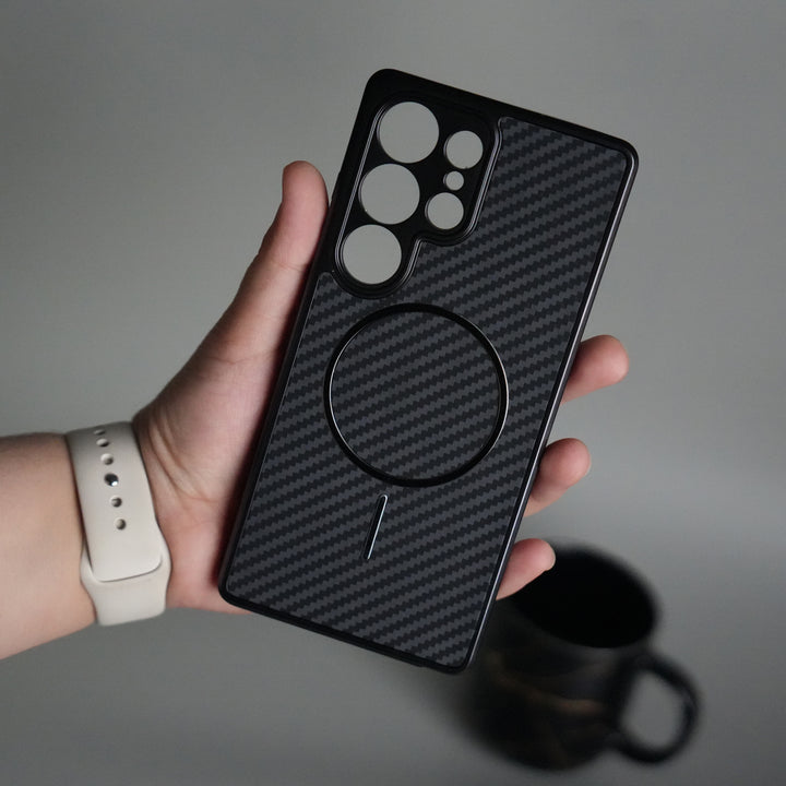 Galaxy S24 Ultra Carbon Design Mag Ring Case Slim Protective Cover