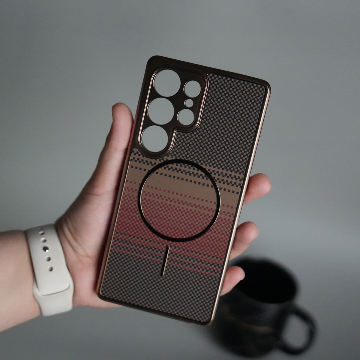 Galaxy S24 Ultra Carbon Design Mag Ring Case Slim Protective Cover
