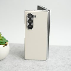 Samsung Galaxy Z Fold 6 Glossy Chrome Plated PU Leather Skin Case Cover