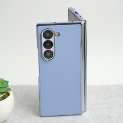 Samsung Galaxy Z Fold 6 Glossy Chrome Plated PU Leather Skin Case Cover