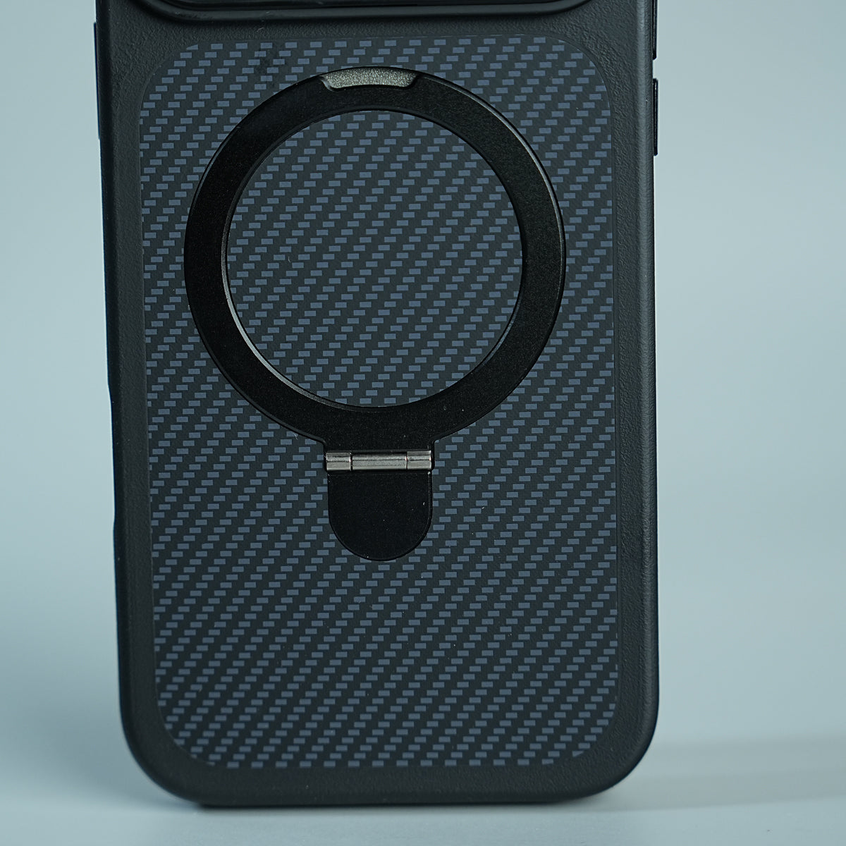 iPhone 17 Series Carbon Fiber Texture Ring Stand Protective Case Cover