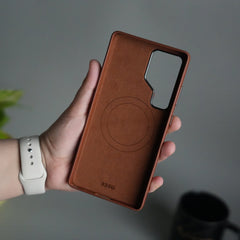 Galaxy S25 Ultra PU Leather Case with Metal Camera Frame & 360° Rotating Metal Stand